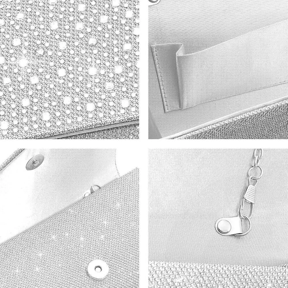 Women Evening Bag Clutch Rhinestone Envelope Party Purse Bridal Prom Gift